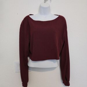Burgundy Ribbed Knit Sweater